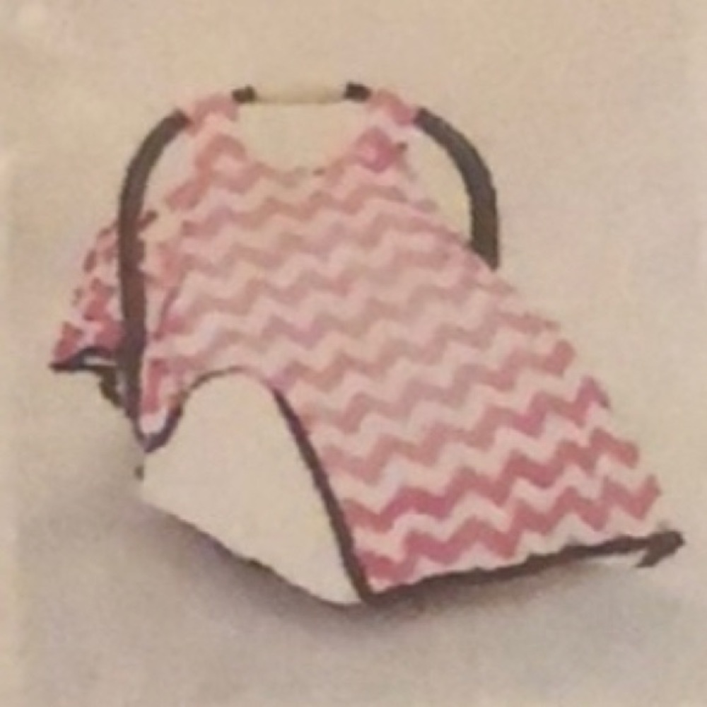 Baby canopy car seat cover. Pink & white. Carseat baby protection